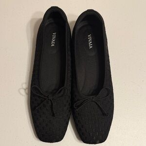 Vivaia Women’s Black Knit Ballet Flats — Comfortable Slip-On Loafers